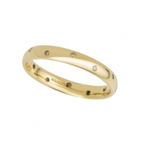 18k Yellow Gold 3mm Diamond Set Court Wedding Band